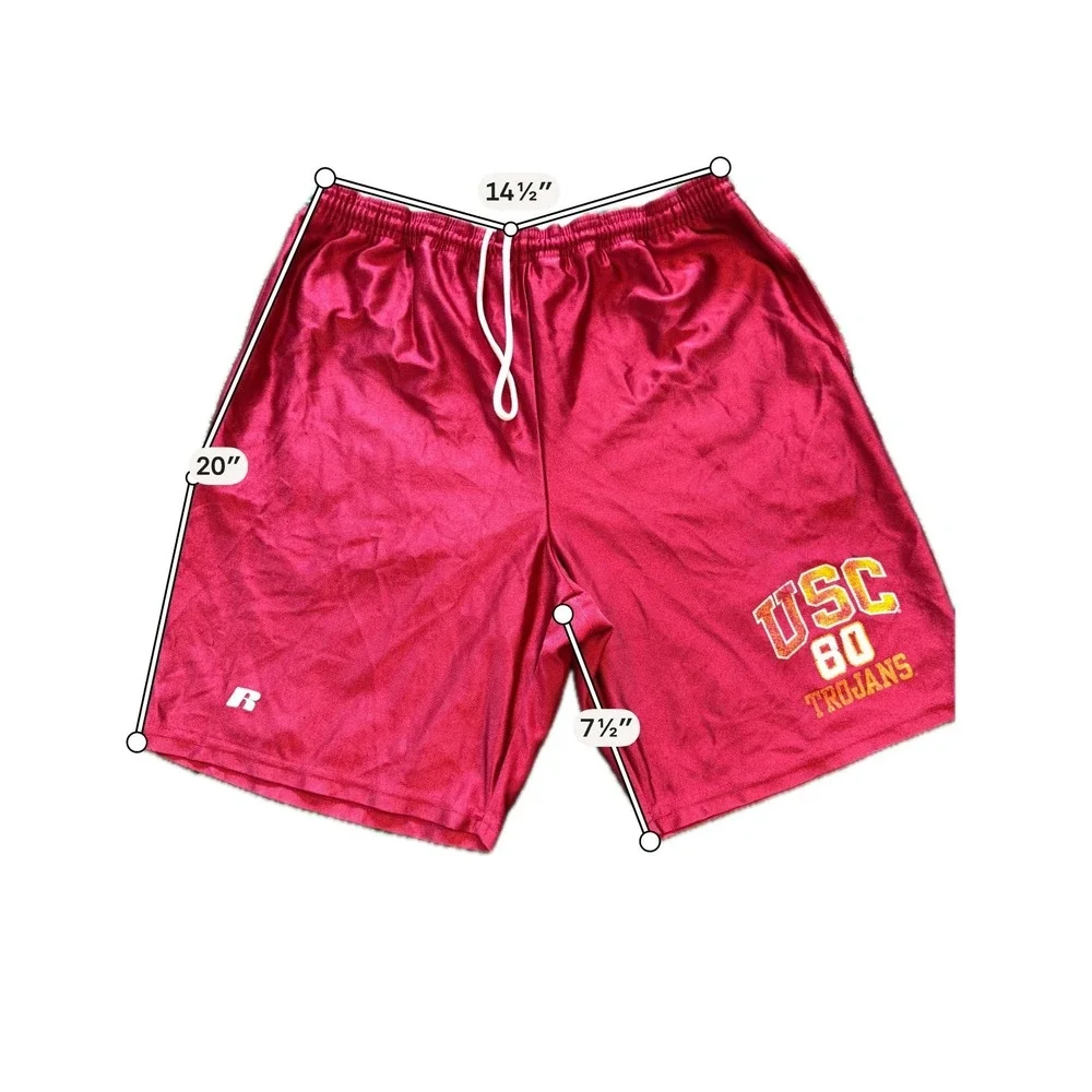 Russell Athletic USC Trojans Shorts Mens Small Red Good Mesh Dazzle Graphic
